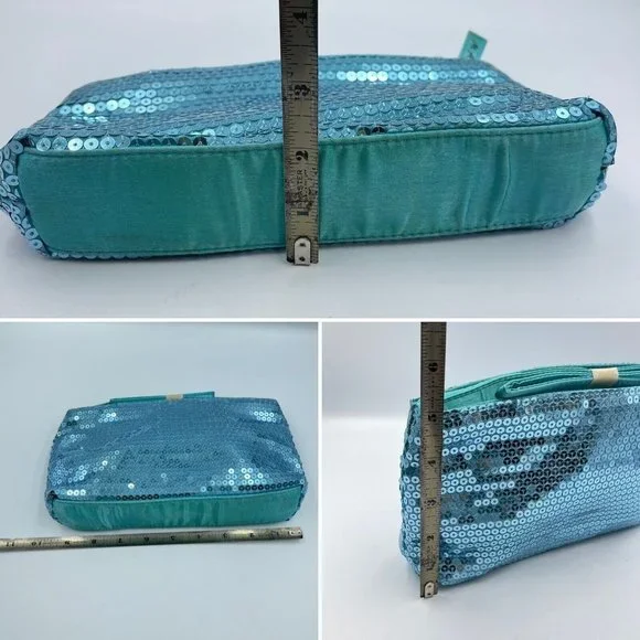 M. Asam Blue Sequined Cosmetic Bag NEW - Picture 8 of 10